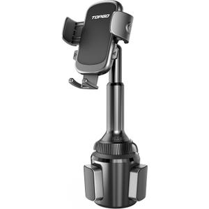 TOPGO Cup Phone Holder for Car, [Upgraded Telescopic Arm & Firmly Stable] Cup Phone Mount for iPhone 17 and More Smartphone - Black