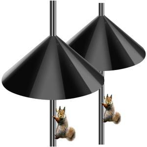 Wide Squirrel Proof Baffles for Bird Feeder Pole, Outdoor Pole Mount Stopper & Guard,Squirrel Cone (2 Pack, Black)