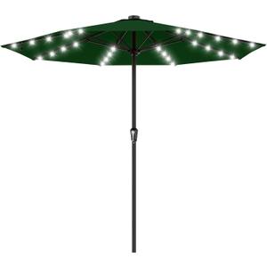 AreShark 11FT Large Patio Umbrella with Solar Lights, Lighted Solar Umbrella with Crank, Outdoor Table Market Umbrellas for Garden, Deck, Backyard, Pool and Beach, Dark Green