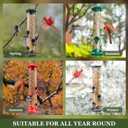 Kingsyard 2 Pack Tube Bird Feeders for Outdoors Hanging, Premium Hard Plastic Bird Feeder with 6 Feeding Ports, Weatherproof & Steel Hanger, Attracting for Wild Birds (Green)