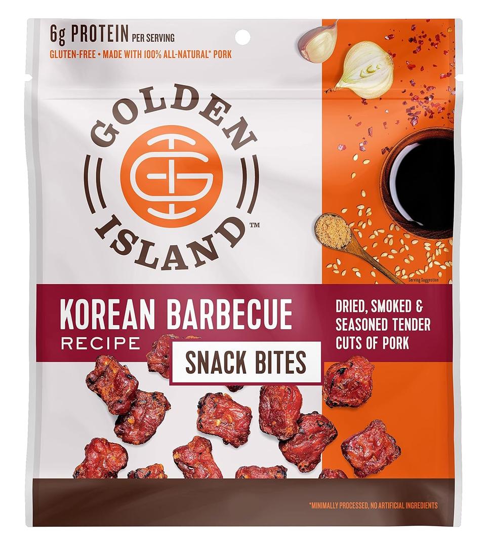 Golden Island Korean BBQ Pork Snack Bites, Specialty Meat Snack, Gluten Free with Korean Barbecue Seasoning, Good Source of Protein, Made with 6g of Protein Per Serving  2.85 oz