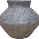 Rustic Black Ceramic Vase - 5IN Small Round Clay Vase Vintage Farmhouse Style Decor, Circle Wabi Sabi Vases for Farmhouse Home Decor, Decor Living Room, Table, Shelf