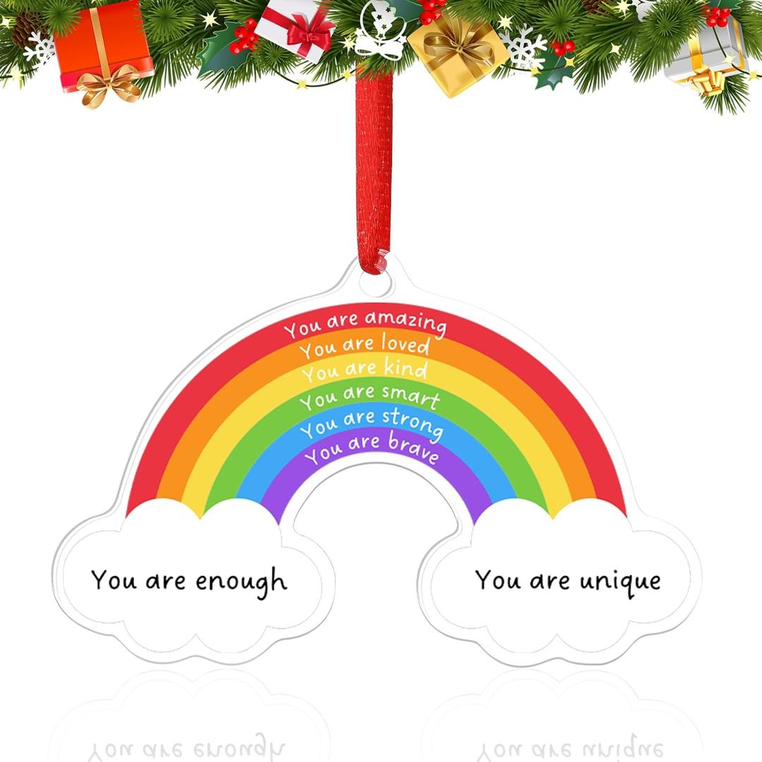 Suzile Granddaughter Christmas Ornament Gift 2025 Acrylic Inspirational Rainbow Birthday Decoration Granddaughter Rainbow Christmas Ornaments You are Loved Holiday Keepsake Gifts for Daughter Student