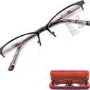 Missfive Premium Progressive Multifocus Metal Reading Glasses Women & A Case, Quality Spring Hinge Blue Light Blocking No Line Lens Multifocal Readers(for Mid-Near Workspace_2.5x_Classic Black)