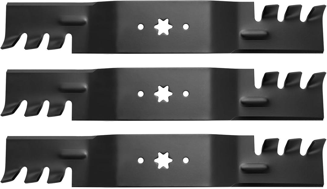 Lawn Mower Blade for Many 54 in. Deck 742-0677 942-0677 Toothed Mulching Blade Replaces Cub Cadet MTD Troy-Bilt GT1554 LGT1054 GT1054 GTX1054 54''Deck (3 Pack)