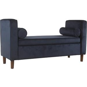 Homepop Home Decor | Upholstered Modern Storage Ottoman Bench with Pillows | Ottoman Bench with Storage for Living Room & Bedroom | Decorative Home Furniture (Navy)
