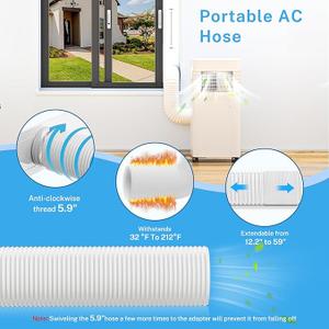 YJHome Portable AC Window Vent Kit with 5.9" Exhaust Hose & Universal Coupler, Air Conditioner Window Seal Kit with Plates, Upgraded Rain Cover, Portable Air Conditioner Window Kit for Sliding Window