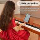 88 Key Digital Piano Keyboard with Stand & Sustain Pedal, Full-Size Semi Weighted Electric Piano for Beginners/Learners, Home Keyboard Piano with Headphone Jack, MIDI Connectivity, Brown