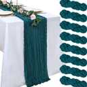 8 Pack Teal Cheesecloth Table Runner Easter 10ft Boho Gauze Fabric 120 Inch Cheese Cloth Table Runner Rustic Sheer for Spring Romantic Baby Shower Party Birthday Home Holiday
