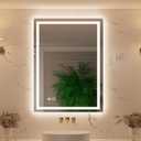 24"x36" LED Mirror for Bathroom with Front and Backlight, Lighted Bathroom Vanity Mirror for Wall with HD Tempered Glass, 3 Colors, Dimmable, Anti-Fog, Memory, Shatter-Proof, (Horizontal/Vertical)
