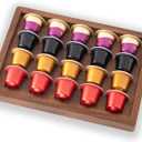 2 x 2 PCS Acacia Wood Coffee Pod Holder Tray Compatible with Nespresso Original Line, Organizer, Storage, Container, Capsule Cup Holder for Countertop or Drawer, Total 40 Pods Capacity
