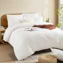 NEXHOME PRO Cotton Duvet Cover Twin Size Linen Look White Organic Natural 100% Washed Cotton Duvet Cover Set 2 Pieces Bedding Set with Zipper Closure and Corner Ties, Breathable(No Comforter)