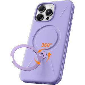 TORRAS 360 Spin Stand for iPhone 16 Pro Case, Fit for Magsafe, Hard PC Mil-STD Protective Scratch-Resistant Case for iPhone 16 Pro Phone Case, Ostand Spin, Violet Purple, 6.3 inch