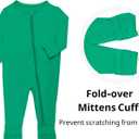 GUISBY Baby Pajamas with Mitten Cuffs - 2Pcs Girls Boys 2 Way Zipper Long Sleeve Rayon Sleepers, 0-3 Months