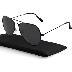 livho Sunglasses for Men Women Aviator Polarized Metal Mirror UV 400 Lens Protection (Black Grey)