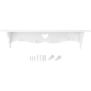 Hollowed Love Shape Wall Shelf,23inch White PVC Wood-Plastic Board Wall Mounted Floating Shelf Hanging Storage Rack for Kitchen Living Room Organizer