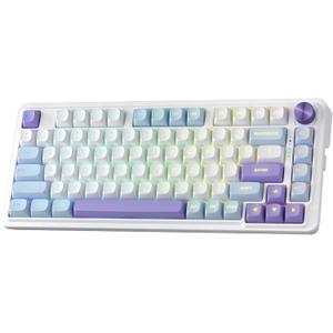 Redragon K673 MAX 75% Wireless Gasket RGB Gaming Keyboard, 3-Modes 81 Keys PBT Compact Mechanical Keyboard w/Hot-Swap Socket, Dedicated Knob Control & 5-Layer Noise Dampening, Custom Linear Switch (Moonrise Violet)