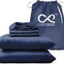 Queen Bed Sheet Set, 100% Tencel Lyocell Cooling Sheets for Hot Sleepers, Buttery Soft Breathable Bedding Sheets with Deep Pocket, Sustainable Luxury Bed Sheets, 4-Piece Set (Navy Blue, Queen)