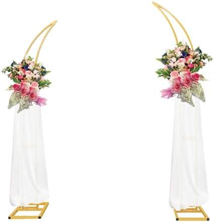 Large Moon Curved Metal Arch Backdrop Stand - Set of 2 Flower Arch for Wedding, Birthday, Anniversary & Bridal Showers (6.2ft, 6.9ft) - Pieces Missing