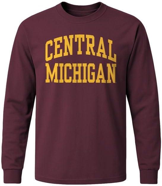 Barnesmith Cotton Long Sleeve T-Shirt with Classic Logo, Adult Unisex (Medium, Central Michigan Chippewas - Maroon)
