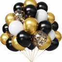 YMSZ Black and Gold Balloons, 67 Pcs 12 Inch Black White and Gold Confetti Party Balloons for Birthday, New Year, Graduation Party Decorations