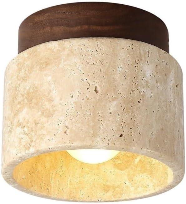 E26/E27 Natural Stone Ceiling Lamps Round Semi Flush Mount Ceiling Lighting Close to Ceiling Lights for Bedroom Dining Room Foyer Kitchen Entryway