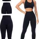 3 Piece Workout Sets for Women Butt Lifting Leggings with High Impact Sports Bra Gym Shorts (Medium, Black)