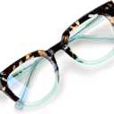 OPTOFENDY Oversized Blue Light Blocking Glasses for Women, Anti Eyestrain & UV Protection Square Computer Eyeglasses (Seagreen)