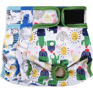 Washable Female Dog Diapers - Premium Reusable Diapers for Doggie in Heat - Highly Absorbent Dog Diapers Female for Pet Incontinence with Adjustable Snaps (Cactus, M) (Medium (12-15Waist) Washable Female Dog Diapers - Premium Reusable Diapers for Doggie in Heat - Highly Absorbent Dog Diapers Female for Pet Incontinence with Adjustable Snaps (Cactus, M) (Medium (12-15Waist)