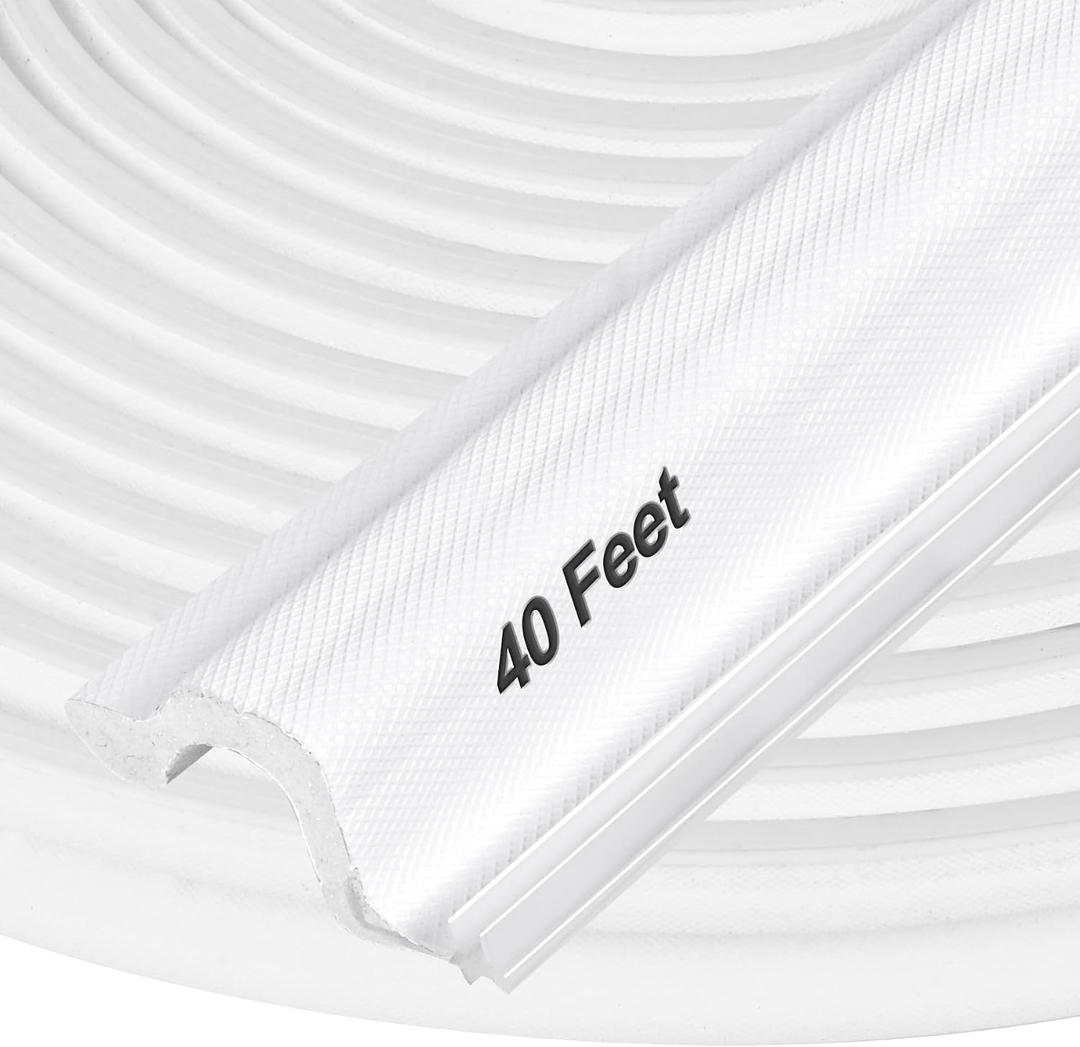 Kerf Door Weather Stripping 40 Ft V-Shaped Door Seal Strip for Large Gap Front Door Frame Extra Thick Sealers Replacement Exterior Entry Door Jamb Gasket Easy Cut to Size - White