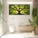 Large Tree of Life Framed Wall Art,Oversized Green Tree Forest Wall Decor,Natural Landscape Pictures for Living Room,Canvas Print Painting Modern Artwork Bedroom Office Bathroom 60L x30W