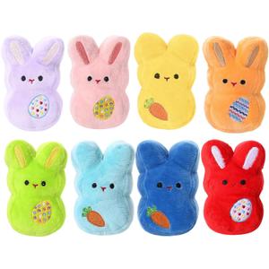 8 Pcs Easter Bunny Plush Toys with Carrot&Easter's Eggs Stuffed Animal Decorations Basket Easter Party Favors Gift