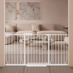 Extra Wide Baby Gate with Door Pressure Mounted 57.48-62.20 Inch, Child Baby Gates for Doorways No Drilling, Walk Through Dog Gate Indoor for The House Kitchen Stairs, White Extra Wide Baby Gate with Door Pressure Mounted 57.48-62.20 Inch, Child Baby Gates for Doorways No Drilling, Walk Through Dog Gate Indoor for The House Kitchen Stairs, White