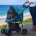 Pet Gear Happy Trails Lite Pet Stroller for Cats/Dogs, Zipper Entry, Easy Fold with Removable Liner, Safety Tether, Storage Basket, Green Clover