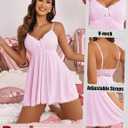 Avidlove Women Nightgown Sexy Sleepwear Lace Chemise V-neck Modal Babydoll Lounge Dress (Pink, XXL)