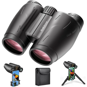 Binoculars 25x30 for Adults with Universal Phone Adapter, Tripod and Tripod Adapter,Large Eyepiece Easy Focus Compact and Waterproof Binoculars for Bird Watching,Hiking and Travel