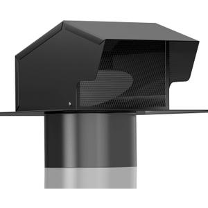 Hon&Guan 6 Inch Removable Roof Vents Roof Dryer Vent Cap for Houses Galvanized Steel 6 Inch Exhaust Vent for Ventilation System-with Damper, Black.
