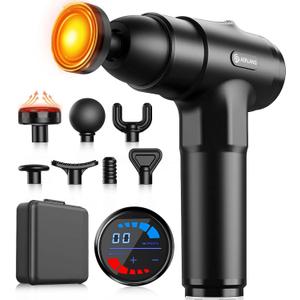 AERLANG Massage Gun with Heat Deep Tissue Back Massager Neck Massager for Pain Relief,Muscle Percussion Massage Gun, Birthday Gifts for Men Women Dad him Handheld Message Gun with 7Heads&Silent