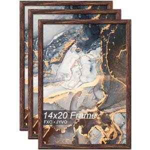 Fxojyvo 14x20 Picture Frame Set of 3 Brown Engineered Wood Wall Hanging