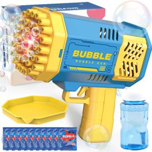 JONEG Toys for 3-8 Year Old Boys Girls: Bubble Machine for Kids with Bubble Solution, Gifts for 3 4 5 6 7 8 Years Old Boy Birthday Toy for Kid Toddlers Ages 4-6 Outdoor Wedding Bubbles Blower Maker (Blue)