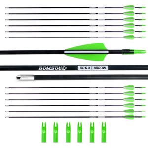 BOWSOUL 31“ Archery Arrows Training Practice Target Arrows for Kids Youth or Beginners Safe Blunt Points Durable Shaft on Recurve Bows Youth Bow and Longbows(Pack of 12)