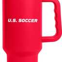 Logo Brands Soccer 40 oz Tumbler with Handle - Powder Coated-Stainless Steel with Straw  Leak-Resistant, Keeps Drinks Cold  Everyday Use  Great For Soccer Fans (USA)