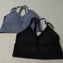 VEQING Seamless V-Neck Women Sports Bras, Padded Cross Back Wireless Low Impact Workout Yoga Bras for Small Chests, 2 Pack