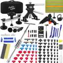 Super PDR Car Dent Puller Kit, Dent Remover Tool with High Adhesive Puller Tabs & Glue Sticks, 2-in-1 Slide Hammer T-bar, Dent Reflector Board, Paintless Dent Removal PDR Tools for Dent Repair