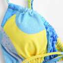 ZAFUL Womens High Cut Thong Bikini Set Swimsuits Cami String Sexy Bathing Suit (L)