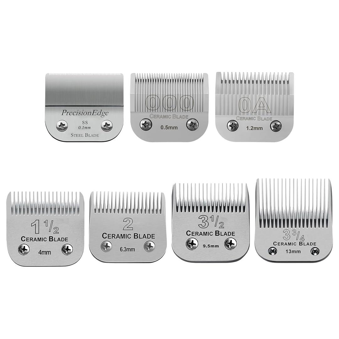 7 Packs Detachable Replacement Blades,Compatible with Andis/oster Classic 76/Star-Teq/Power-Teq/A5 Clipper,Cut Length 1/150"to 1/2"