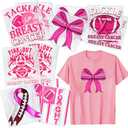 12 Sheets Pink Out Football Breast Cancer Awareness Iron on Heat Press Decals Stickers,Time to Tackle Breast Cancer Themed HTV Heat Transfer Vinyl Letter Patches for T Shirt Pillow Clothes Backpack