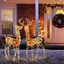 2 PCS Pre-lit Christmas Reindeer Family Deer Xmas Decoration with 200 LED Lights 27.60" x 14.40" x 43.20"