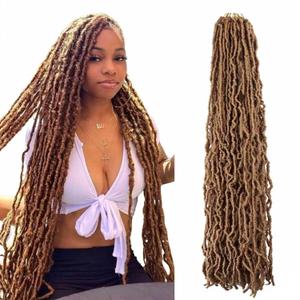 7 Packs Faux Locs Crochet Hair Pre Looped Curly Wavy Locs Whole Strand 36 Inch Distressed Soft Locs Crochet Braids for Butterfly Locs Crochet Hair for Black Women (27#, 36 Inch(pack of 7))