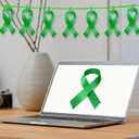 Green Ribbon Paper Card Cutouts Awareness Donation Ribbon Cutouts for Mental Health Awareness Cerebral Palsy, Liver Cancer Charity Fundraiser Support Supplies (150, Green, Medium)